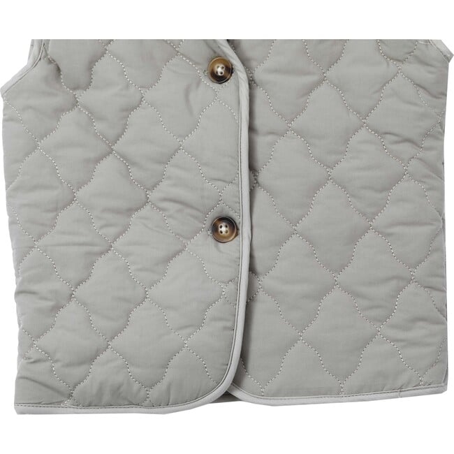 Blom 2-Buttoned Quilted Gilet, Stone Grey - Jackets - 5