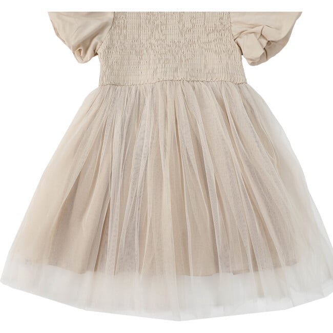 Ambre Puff Sleeve Smock Tutu Dress, Warm White - Dresses - 7