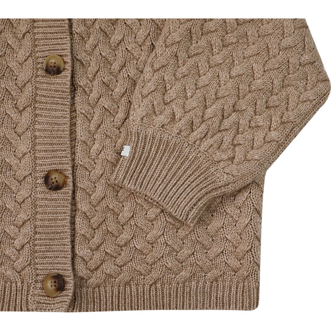 Loena Cable Knit Drop Shoulder Cardigan, Latte Melange - Cardigans - 7