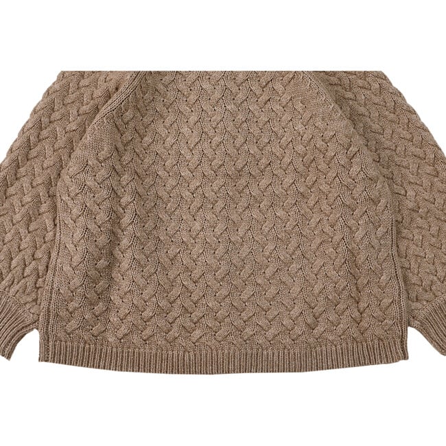 Loena Cable Knit Drop Shoulder Cardigan, Latte Melange - Cardigans - 9