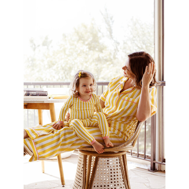 *Exclusive* Retro Stripe Kids Pajamas, Yellow Stripe - Pajamas - 4