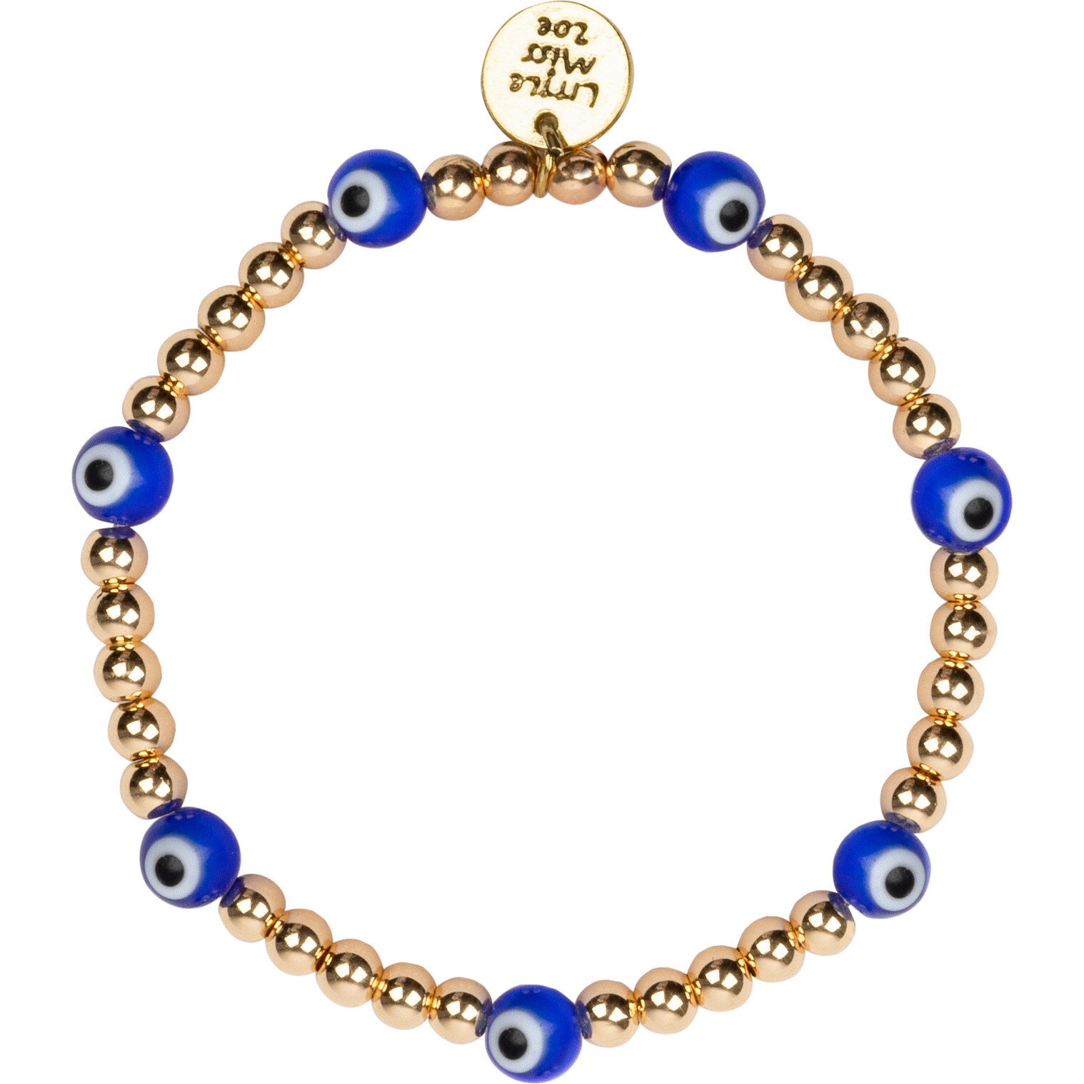 Dainty Bracelet With Evil Eye Accent Charm, Gold - Bracelets - 1