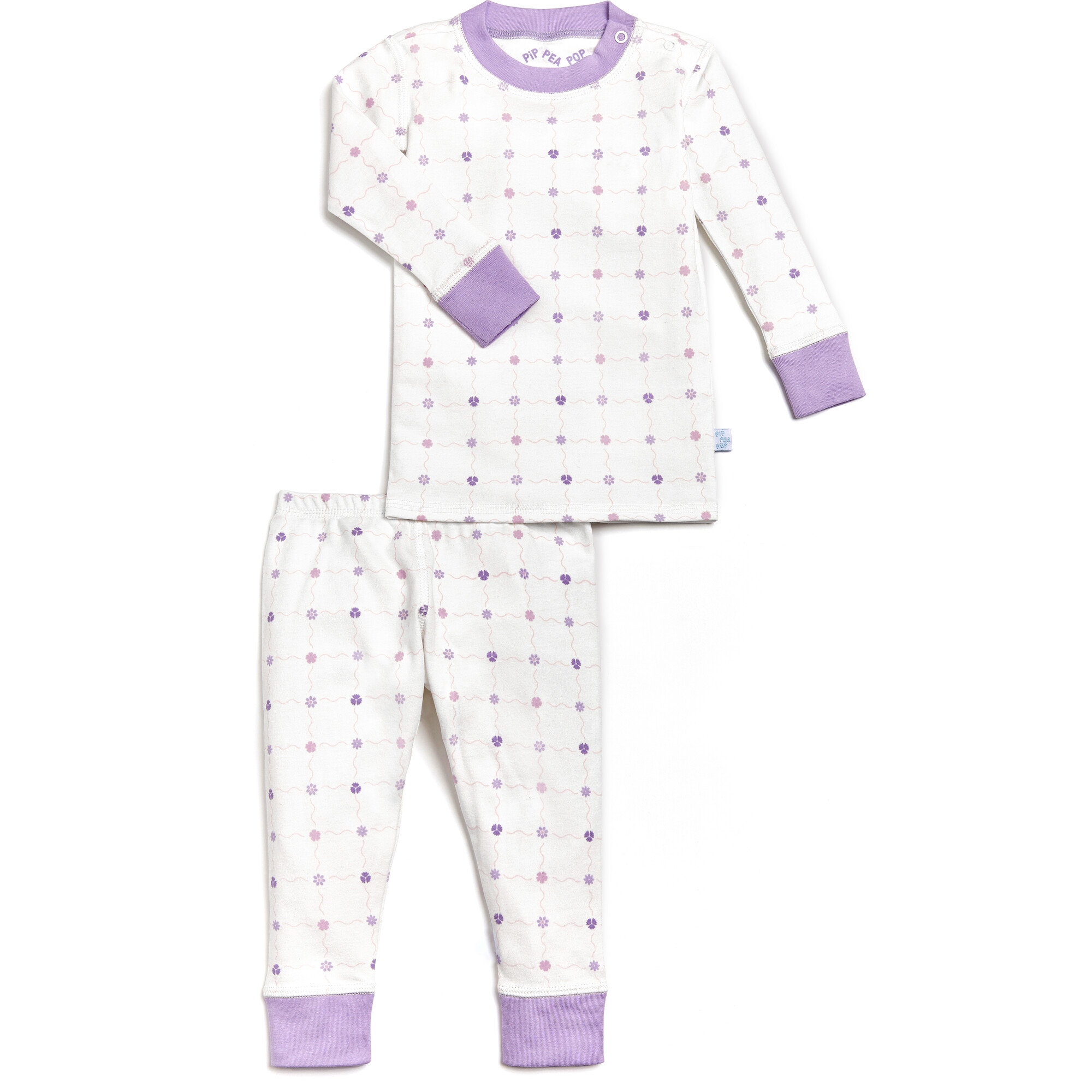 Two-Piece PJs, Purple Flowers - Pajamas - 1