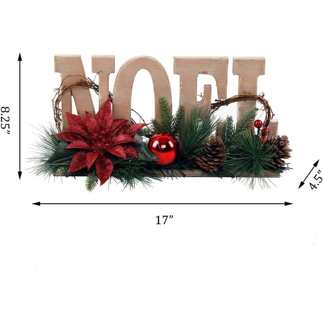 Wood Noel Floral Sign - Accents - 3