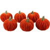 Orange Velvet Pumpkins, Set of 6 - Accents - 2