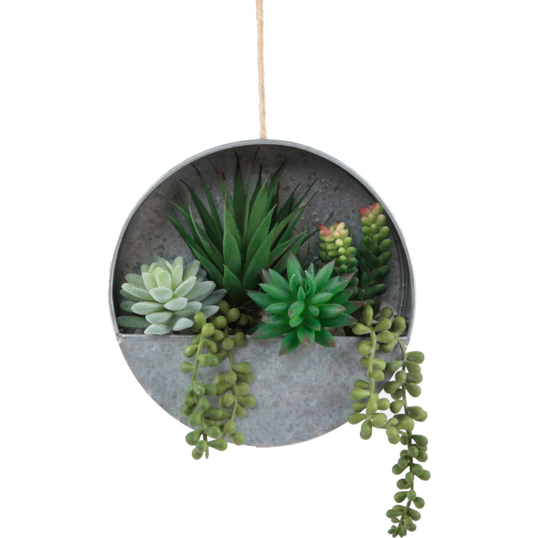 Hanging Galvanised Tin Wall Planter - Plants - 1