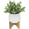 Faux Tea Leaf In Ridge Pot On Stand - Plants - 1 - thumbnail