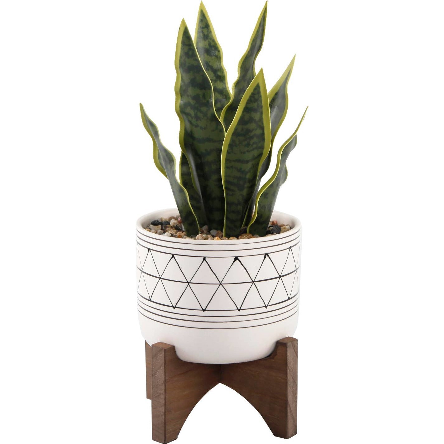Faux Snake Plant In Cream Ceramic Pot - Plants - 1