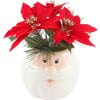 Faux Poinsettias in Ceramic Santa Pot - Accents - 1 - thumbnail