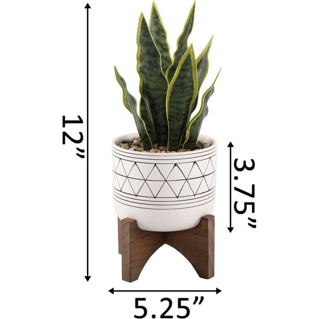 Faux Snake Plant In Cream Ceramic Pot - Plants - 3