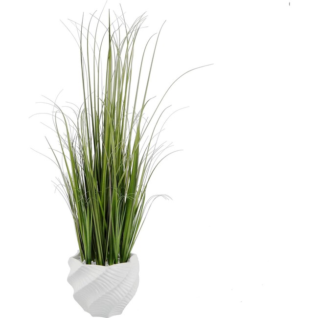 Faux Grass In Cement Pot