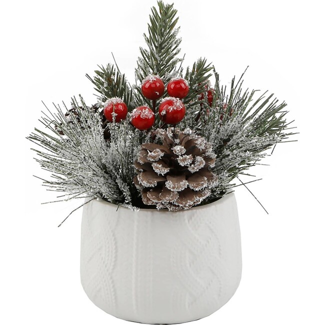 Christmas Mix In White Sweater Ceramic Pot