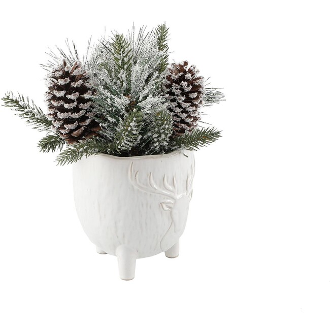 Christmas Mix In Staghead Ceramic Footed Pot