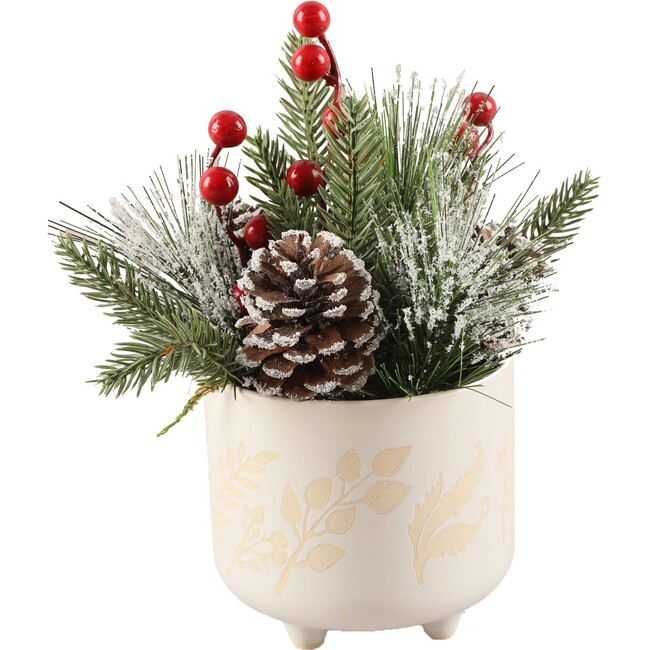 Christmas Mix In Berries Ceramic Footed Pot