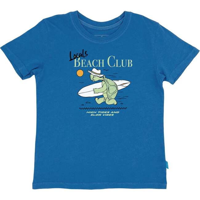 Local's Beach Club Crew Neck Short Sleeve Vintage Tee, Seaside Blue