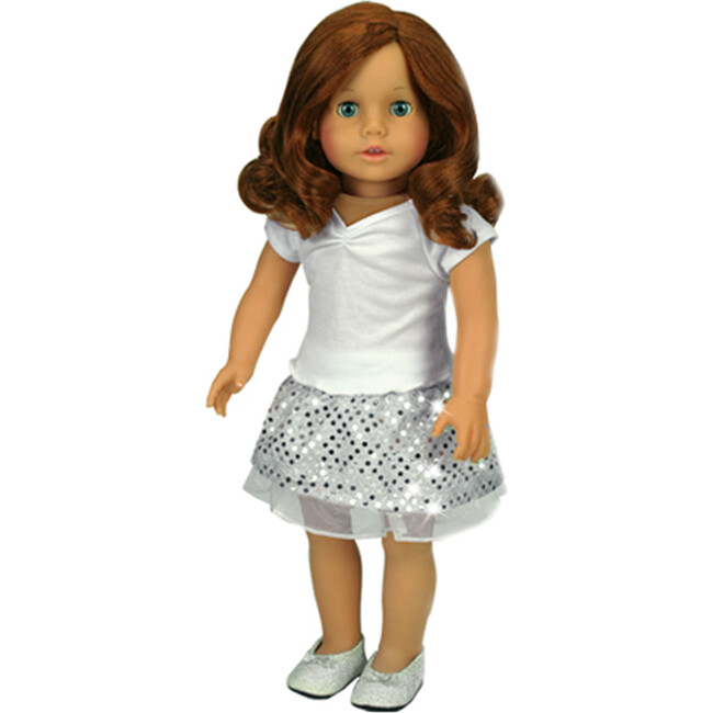 18" Doll, Glitter Shoes, Silver