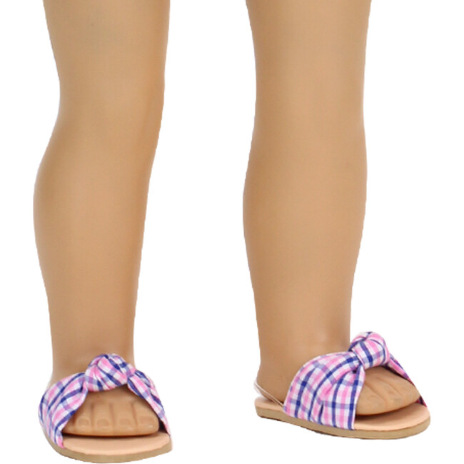 18" Doll Plaid Knotted Sandal, Pink