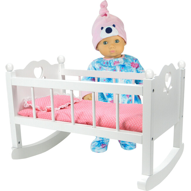 16" Doll High End Baby Cradle, White