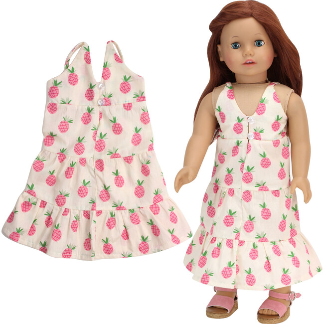 18" Doll Pineapple Print Maxi Dress, Ivory