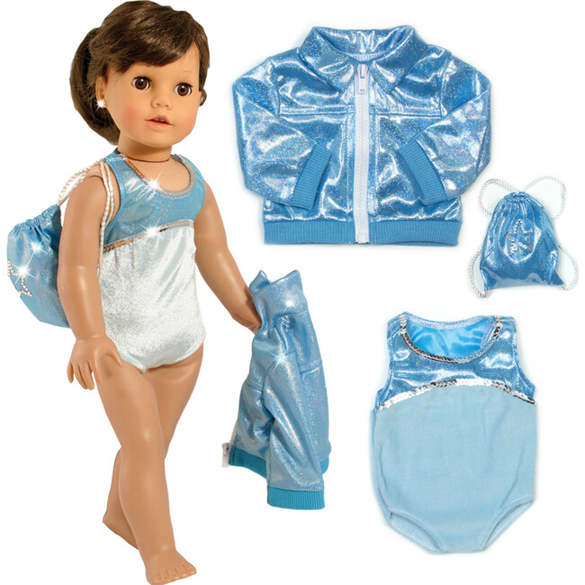 18" Doll Gymnastics Leotard & Nylon Jacket, Aqua