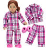 18" Doll Flannel Pajama & Slippers Set, Pink - Doll Accessories - 1 - thumbnail