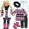 18'' Doll Knit Print Dress, Leggings, Scarf, Vest & Boots Set, Pink - Doll Accessories - 1 - thumbnail