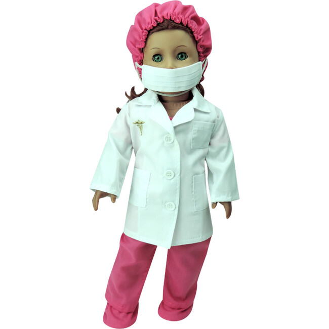 18'' Doll Fuchsia Doctor Scrubs & Lab Jacket Set, Hot Pink