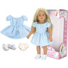 18" Doll Blue & White Stripe Dress, White Canvas Sneakers - Dolls - 1 - thumbnail