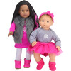 15" Doll Snowflake Onsie, Hot Pink Tutu, Headband & Fabric Booties, Hot Pink - Doll Accessories - 1 - thumbnail