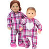 15" Doll Flannel Sleeper w/ Heart, Hot Pink - Doll Accessories - 1 - thumbnail