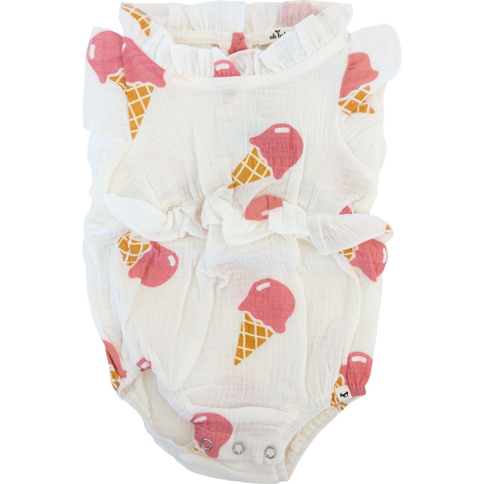 Single Scoop Ice Cream Lola Gauze Bubble, Oyster - Rompers - 1