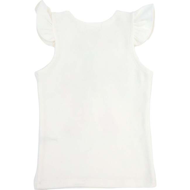 Ruffle Bow Terry Flutter Sleeve Tank, Cream - Tank Tops - 2