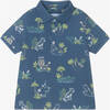 Tropical Print Polo, Blue - Polo Shirts - 1 - thumbnail