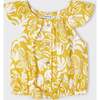 Tropical Print Blouse, Yellow - Blouses - 1 - thumbnail