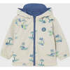 Tropical Print Windbreaker, Blue - Jackets - 2