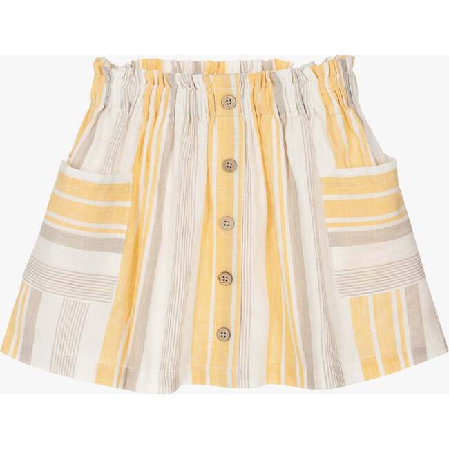 Striped Pleated Skirt, Yellow