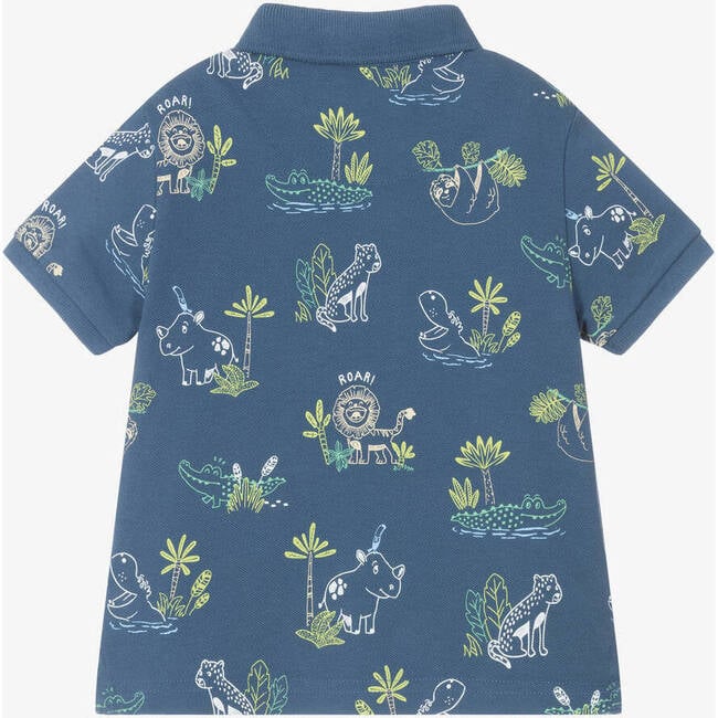 Tropical Print Polo, Blue - Polo Shirts - 3