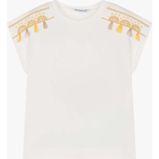 Tassel Embroidered T-Shirt, White
