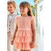 Pleated Tulle Dress, Peach - Dresses - 2