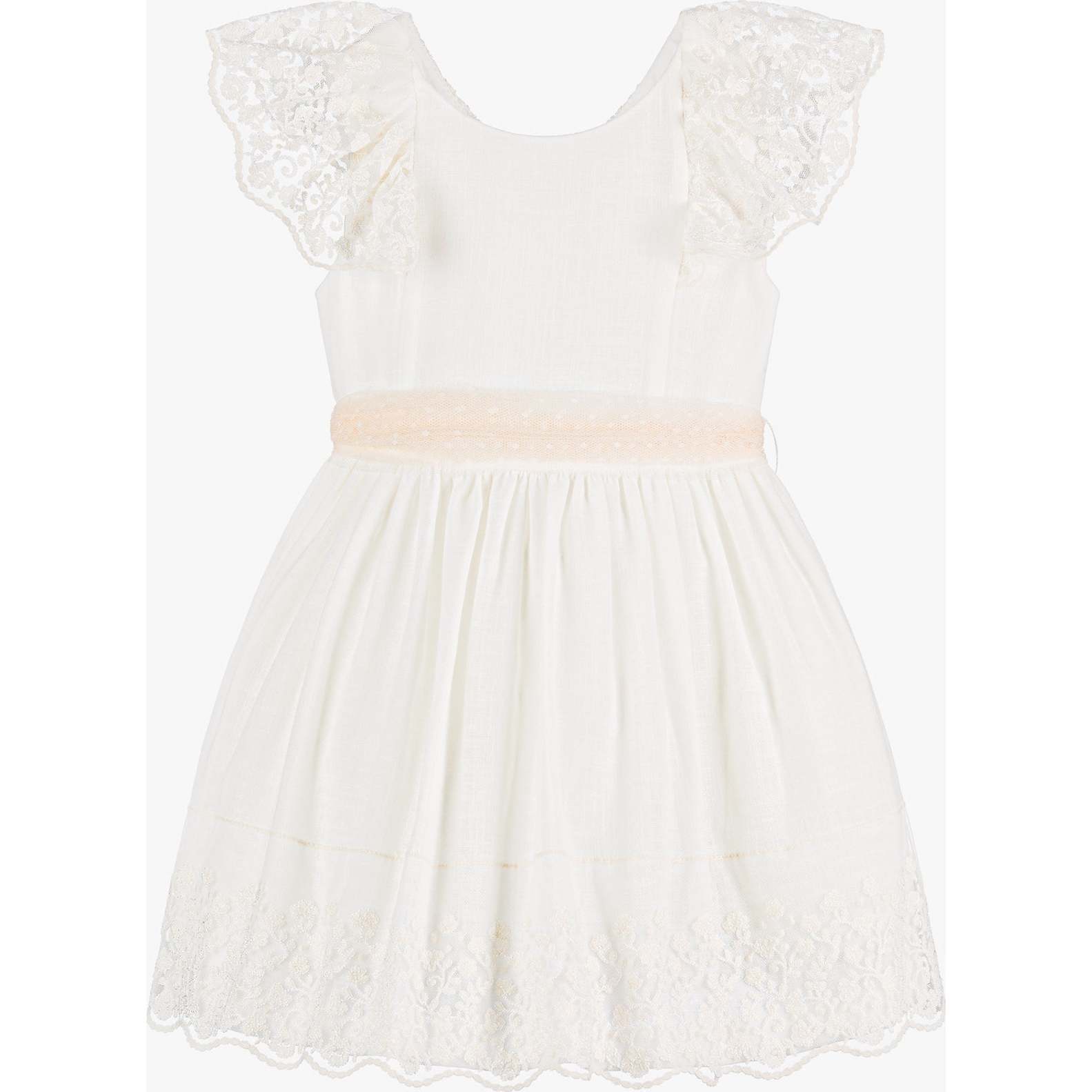 Lace Ruffle Summer Dress, White - Dresses - 1