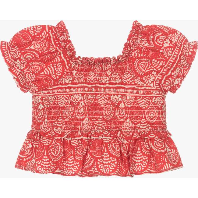 Guipure Print Blouse, Red