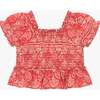 Guipure Print Blouse, Red - Blouses - 1 - thumbnail