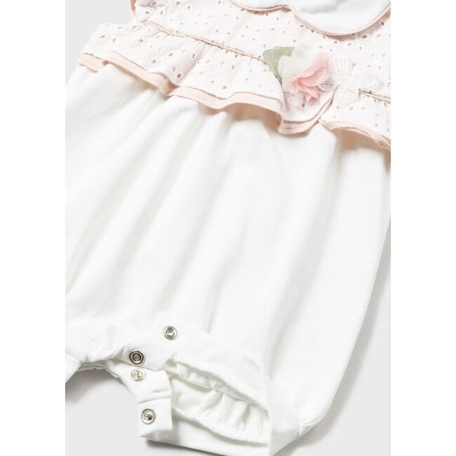 Floral Ruffle Shortie, White - Onesies - 2