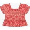 Guipure Print Blouse, Red - Blouses - 3