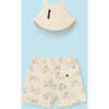 Safari Print Shorts & Hat, Cream - Shorts - 4