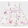 Floral Bow Belt Dress, White - Dresses - 1 - thumbnail