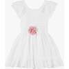 Floral Applique Summer Dress, White - Dresses - 1 - thumbnail