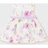 Floral Bow Belt Dress, White - Dresses - 4