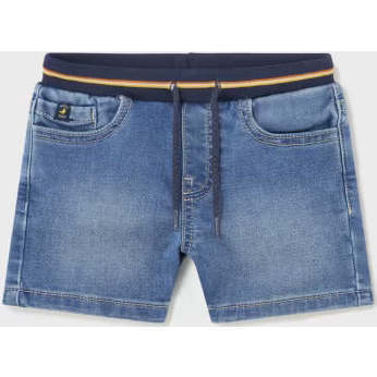 Cotton Denim Shorts, Blue - Shorts - 1