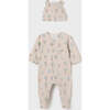 Air Balloon Print Babygrow & Hat, Beige - Onesies - 1 - thumbnail